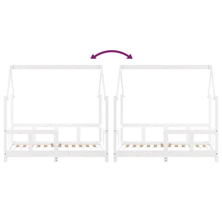 sengeramme til juniorseng 70x140 cm massivt fyrretræ hvid