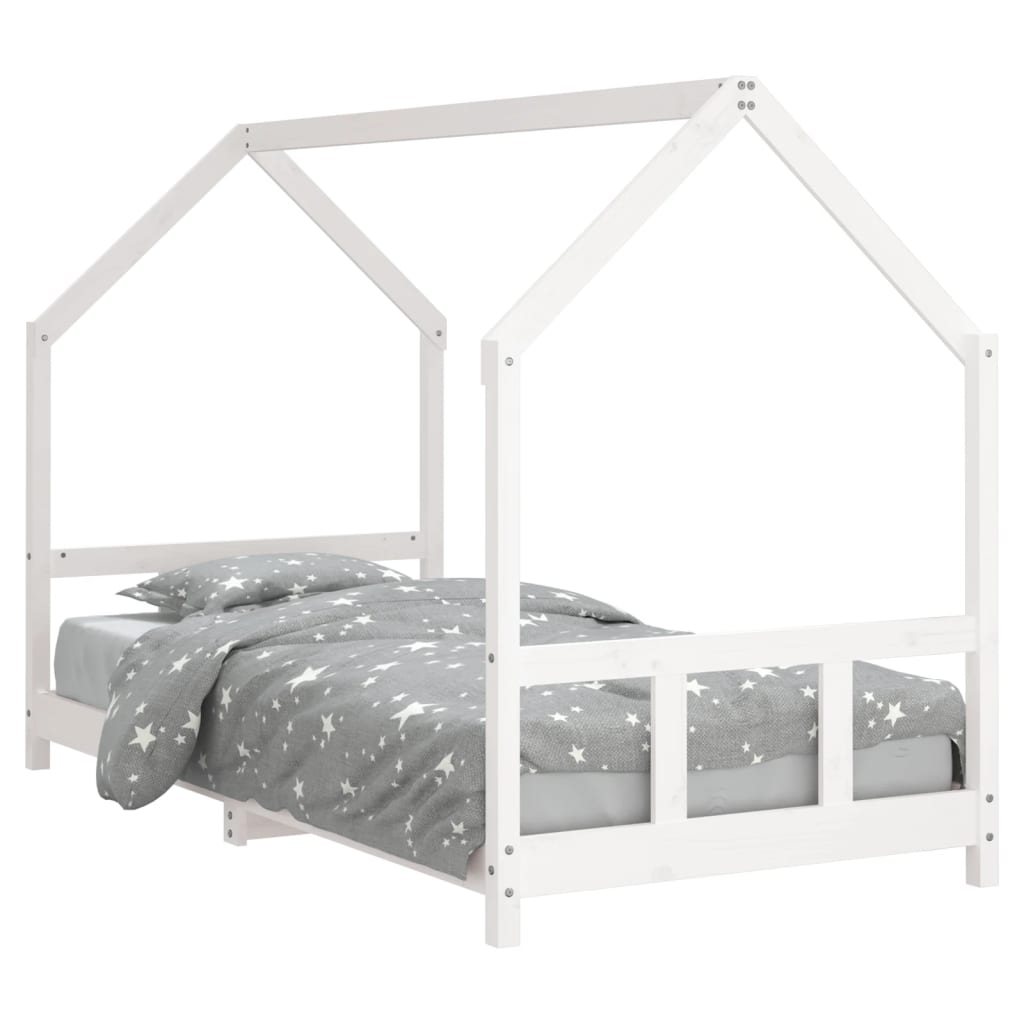 sengeramme til juniorseng 90x190 cm massivt fyrretræ hvid