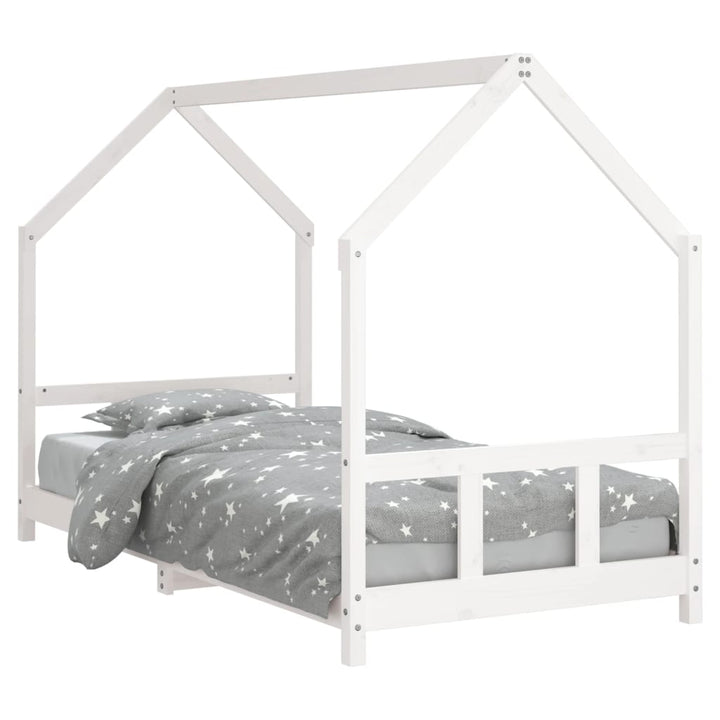 sengeramme til juniorseng 90x190 cm massivt fyrretræ hvid