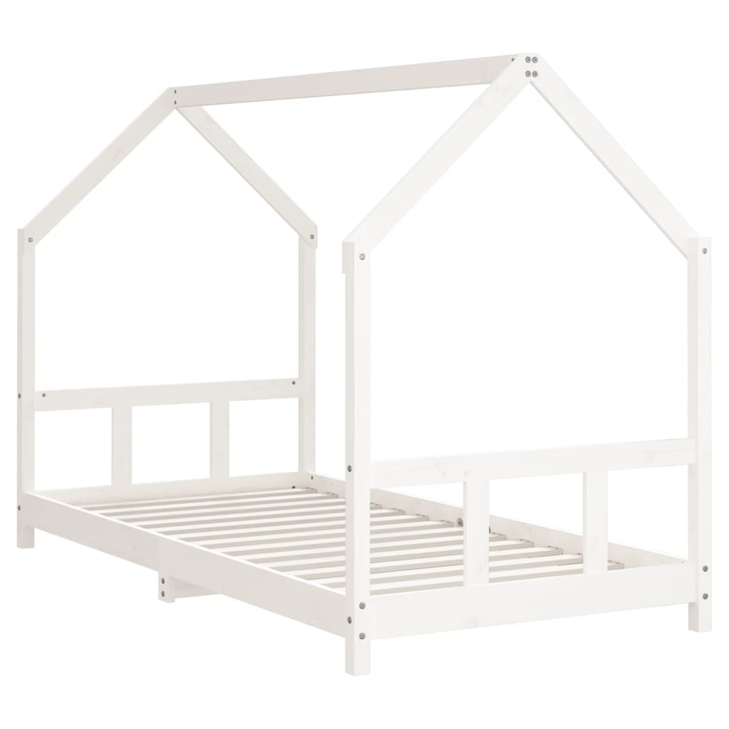 sengeramme til juniorseng 90x190 cm massivt fyrretræ hvid