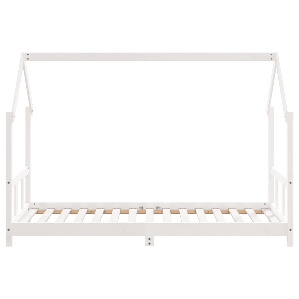 sengeramme til juniorseng 90x190 cm massivt fyrretræ hvid