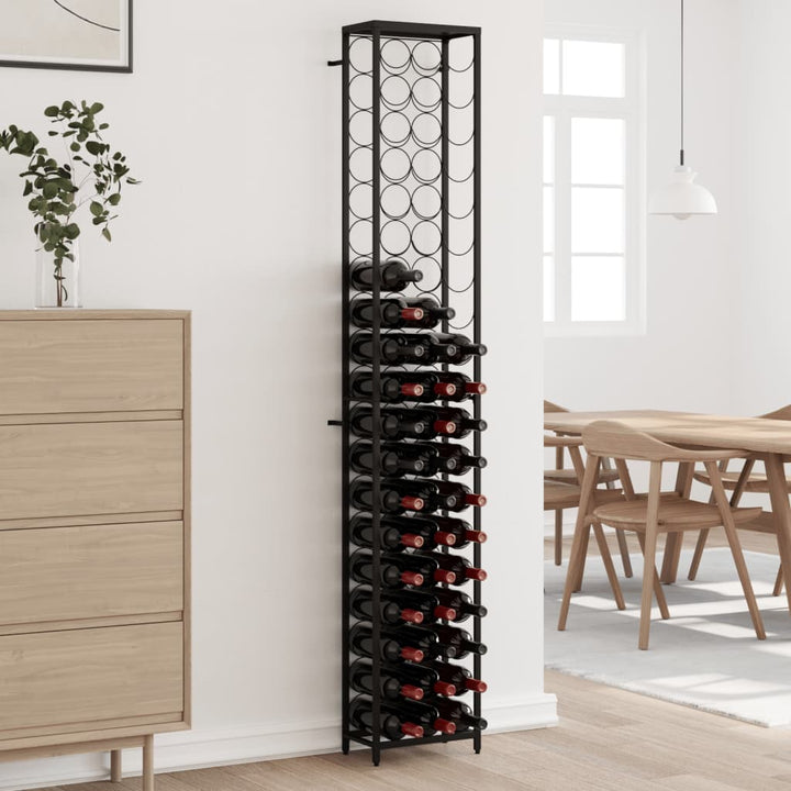 vinreol til 57 flasker 34x18x200 cm smedejern sort