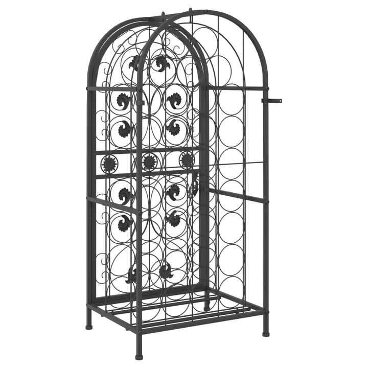 vinreol til 33 flasker 45x36x100 cm smedejern sort