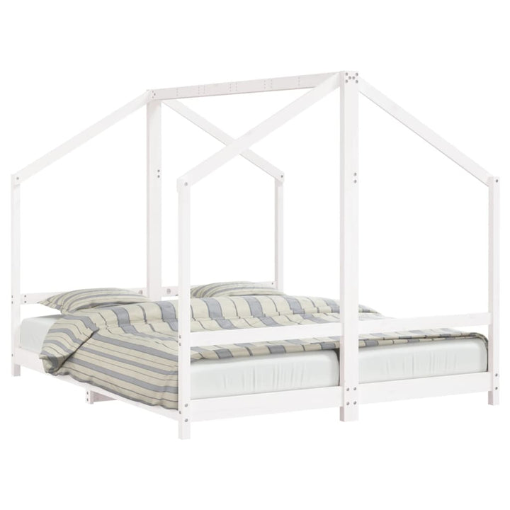 sengeramme til juniorseng 2x(80x200) cm massivt fyrretræ hvid