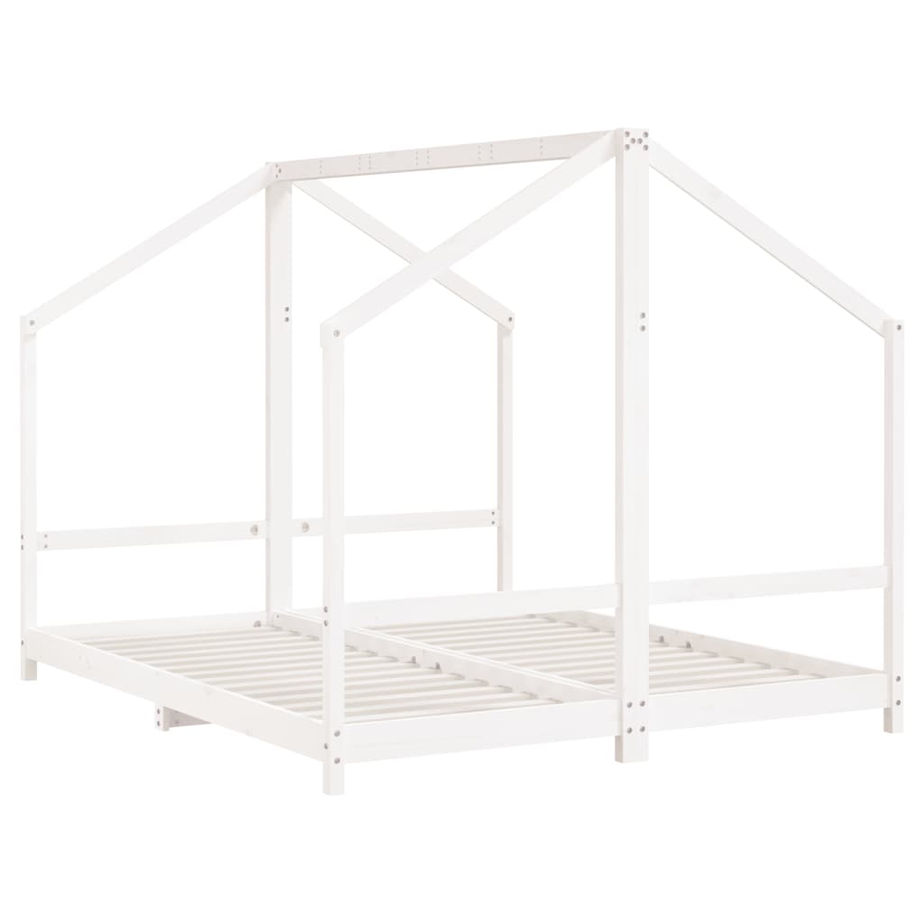 sengeramme til juniorseng 2x(80x200) cm massivt fyrretræ hvid