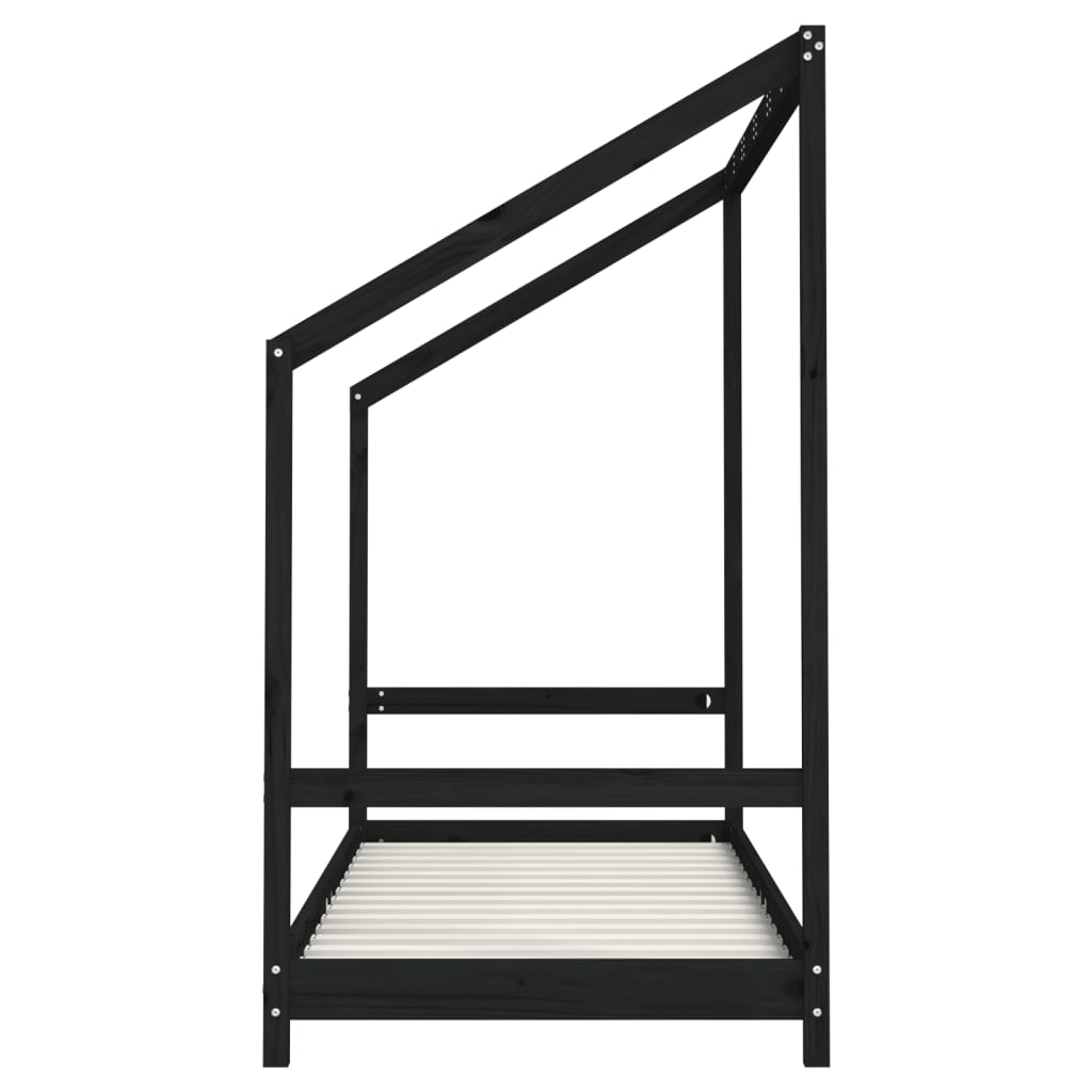 sengeramme til juniorseng 2x(80x200) cm massivt fyrretræ sort