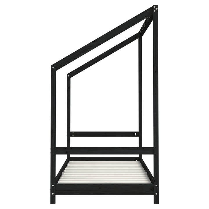 sengeramme til juniorseng 2x(80x200) cm massivt fyrretræ sort