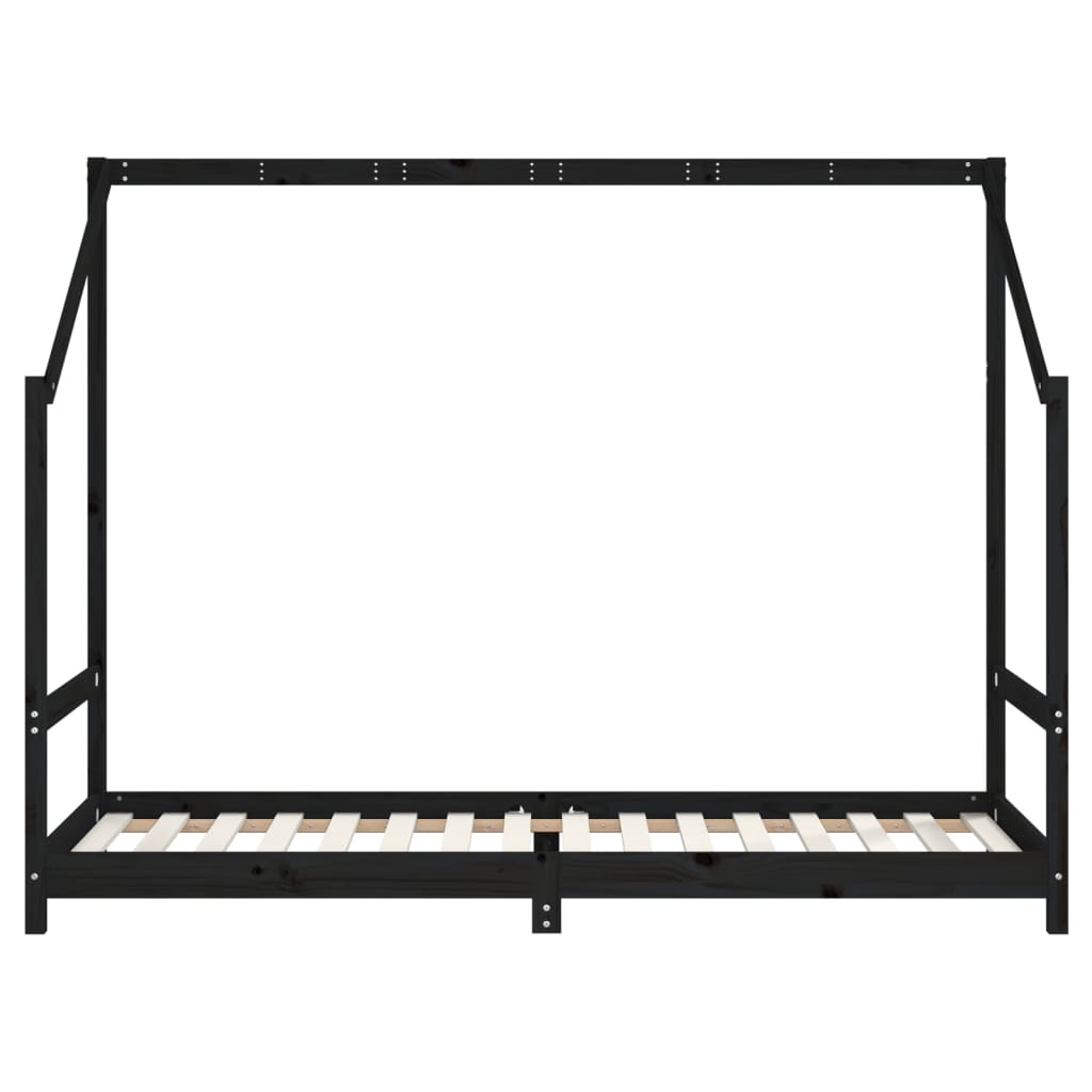 sengeramme til juniorseng 2x(80x200) cm massivt fyrretræ sort