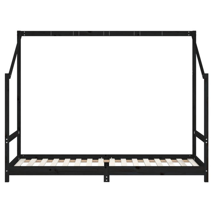 sengeramme til juniorseng 2x(80x200) cm massivt fyrretræ sort