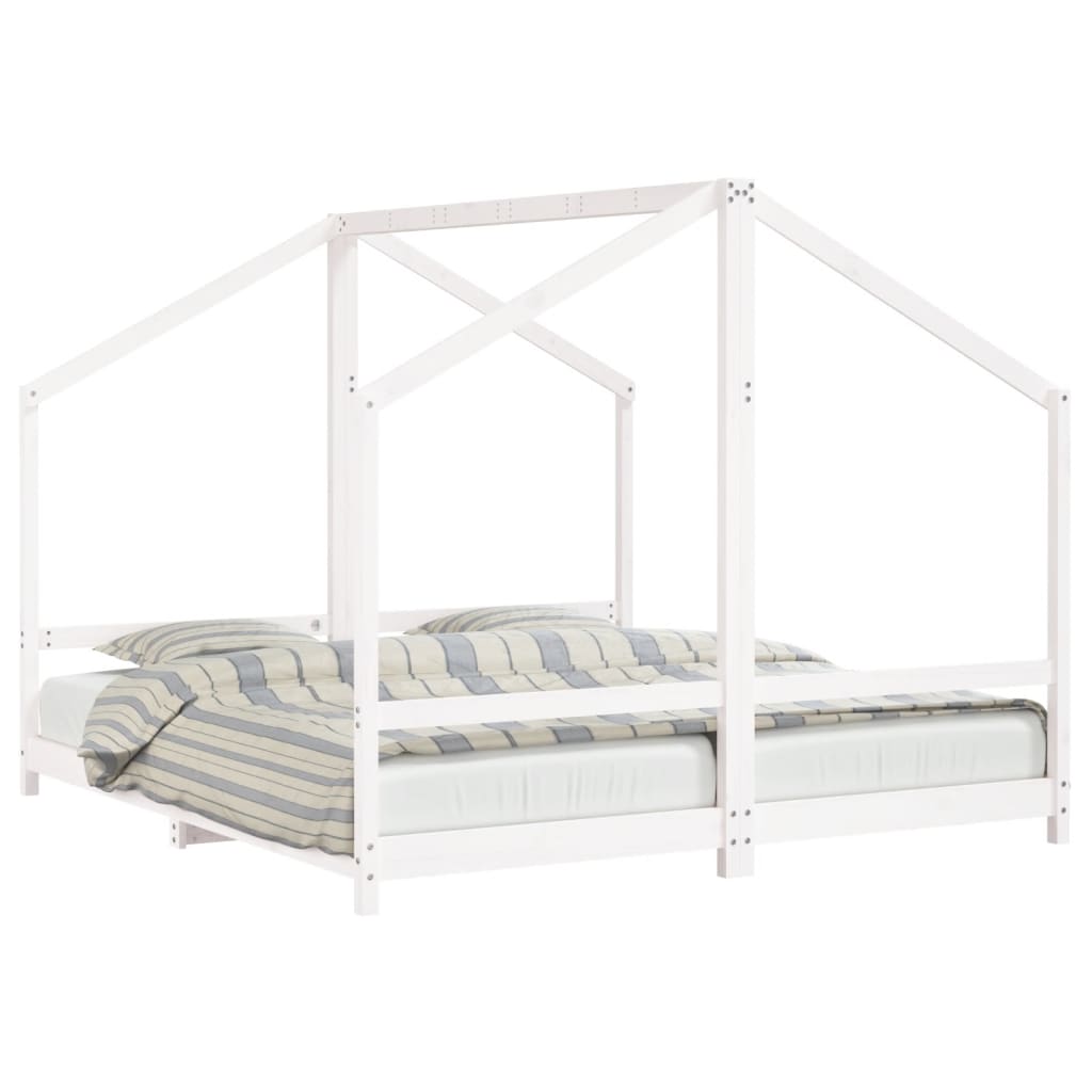 sengeramme til juniorseng 2x(90x200) cm massivt fyrretræ hvid
