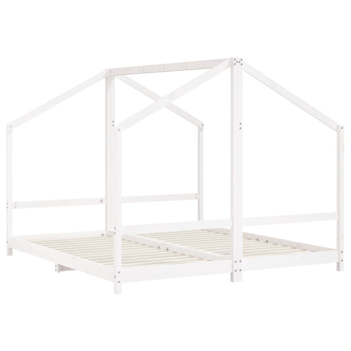 sengeramme til juniorseng 2x(90x200) cm massivt fyrretræ hvid
