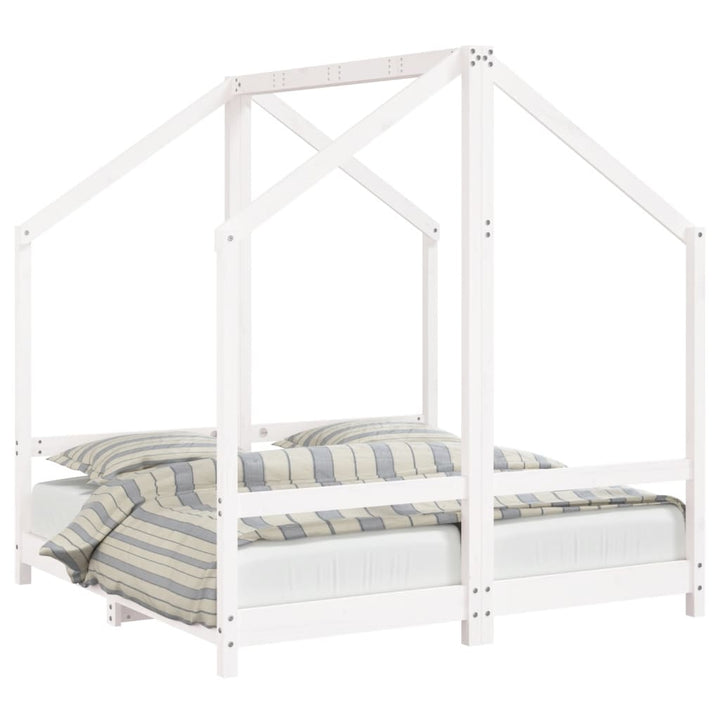 sengeramme til juniorseng 2x(70x140) cm massivt fyrretræ hvid