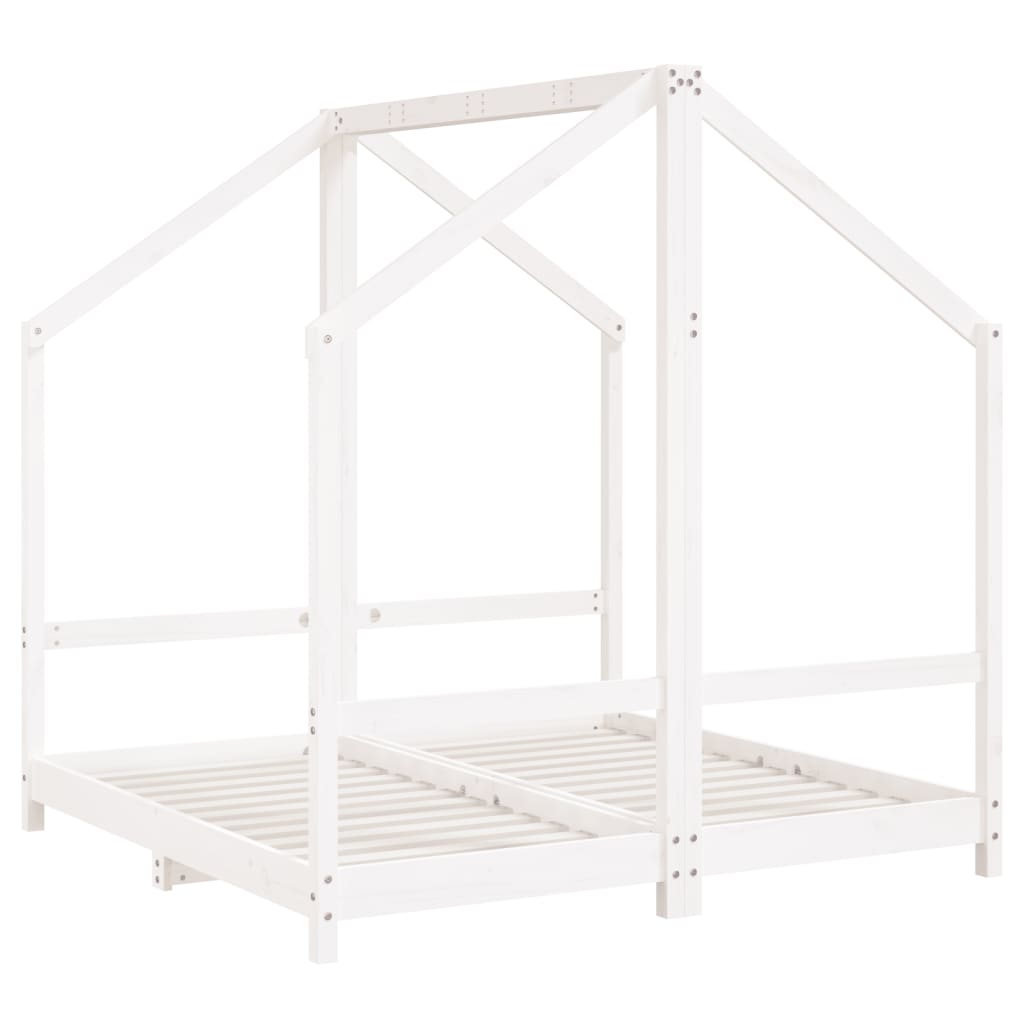 sengeramme til juniorseng 2x(70x140) cm massivt fyrretræ hvid