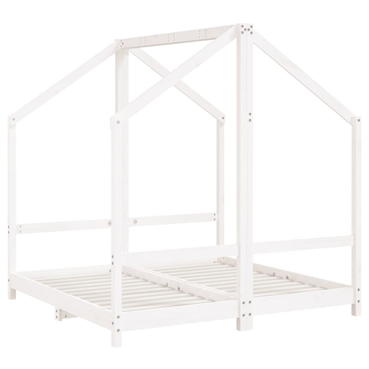 sengeramme til juniorseng 2x(70x140) cm massivt fyrretræ hvid