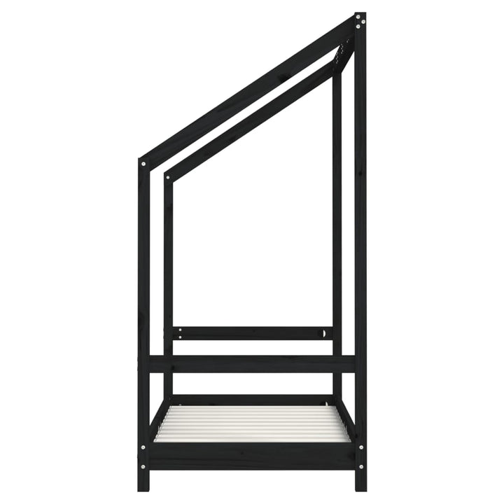 sengeramme til juniorseng 2x(70x140) cm massivt fyrretræ sort