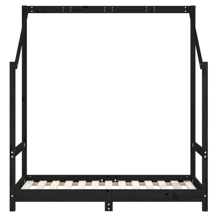 sengeramme til juniorseng 2x(70x140) cm massivt fyrretræ sort