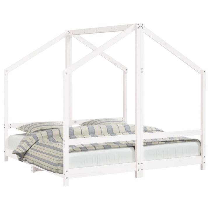 sengeramme til juniorseng 2x(80x160) cm massivt fyrretræ hvid