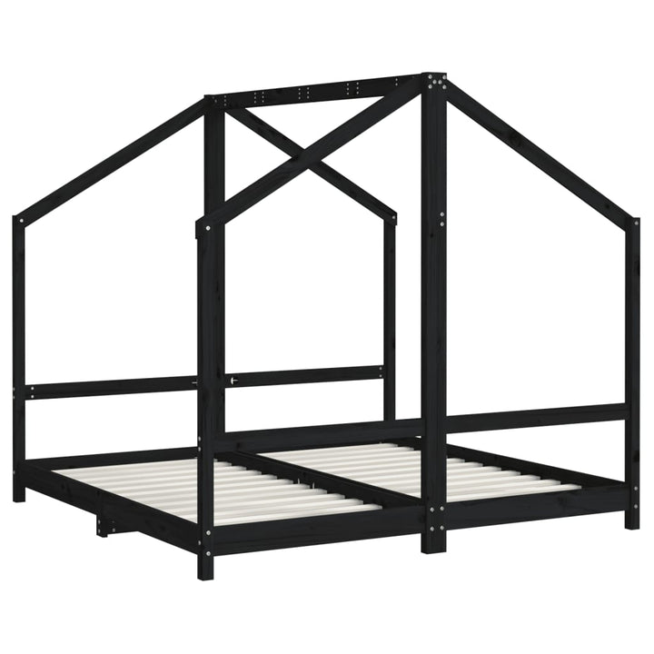 sengeramme til juniorseng 2(80x160) cm massivt fyrretræ sort