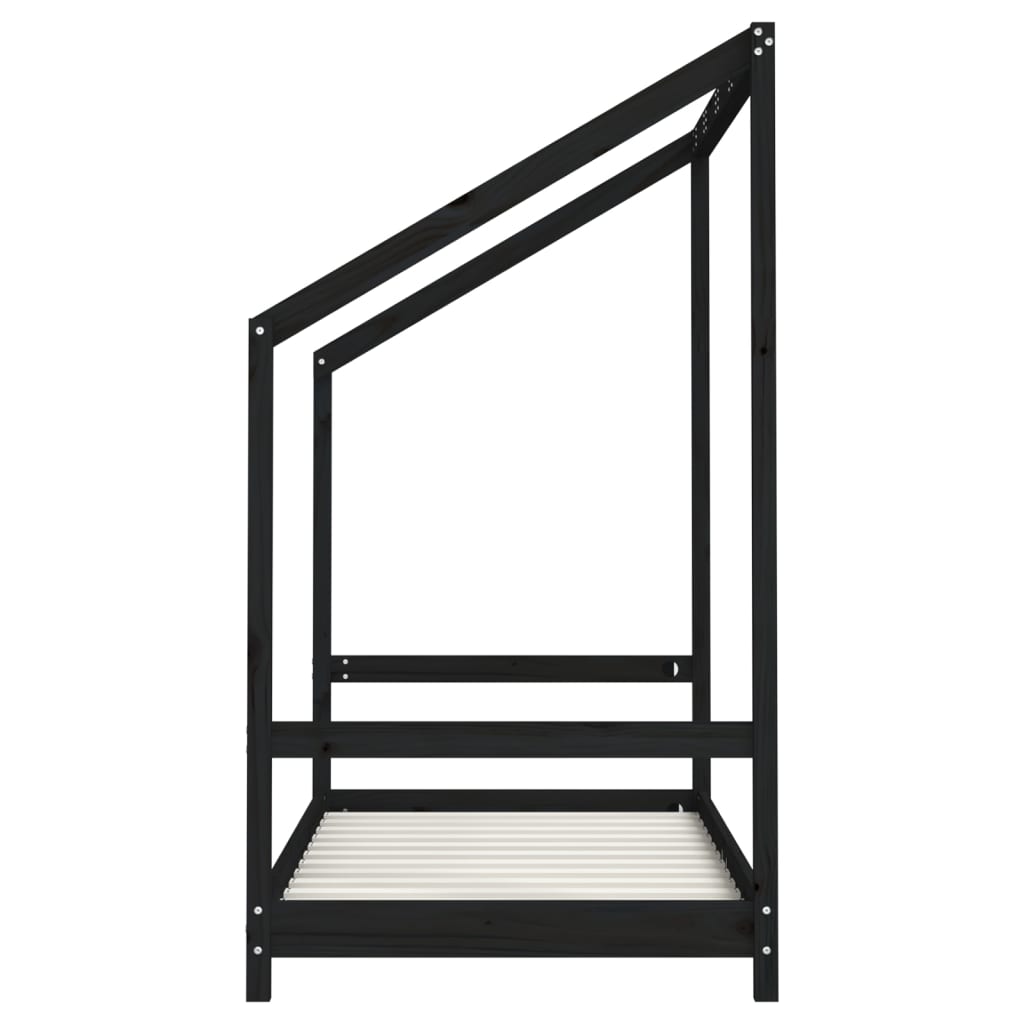 sengeramme til juniorseng 2(80x160) cm massivt fyrretræ sort