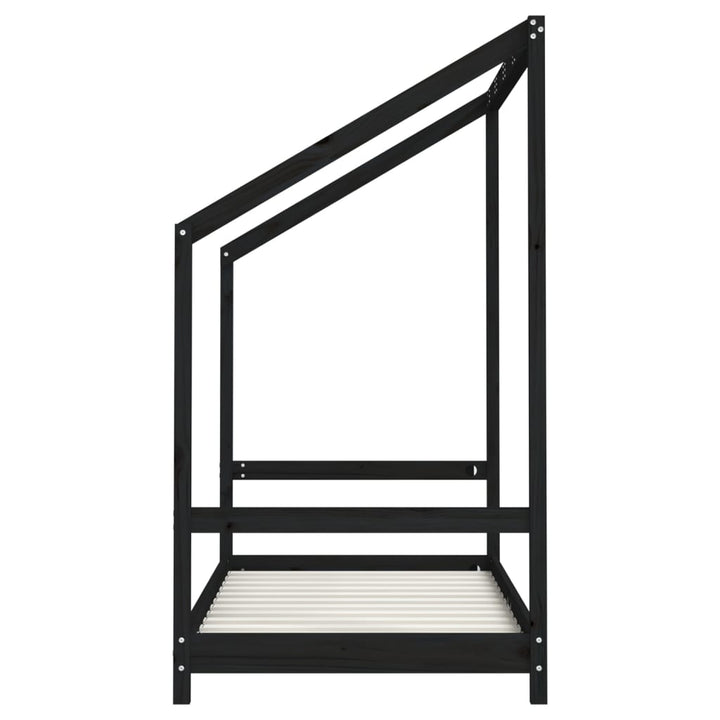 sengeramme til juniorseng 2(80x160) cm massivt fyrretræ sort