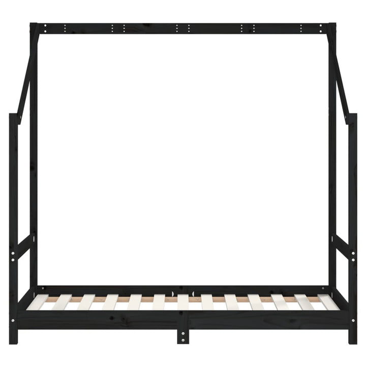 sengeramme til juniorseng 2(80x160) cm massivt fyrretræ sort