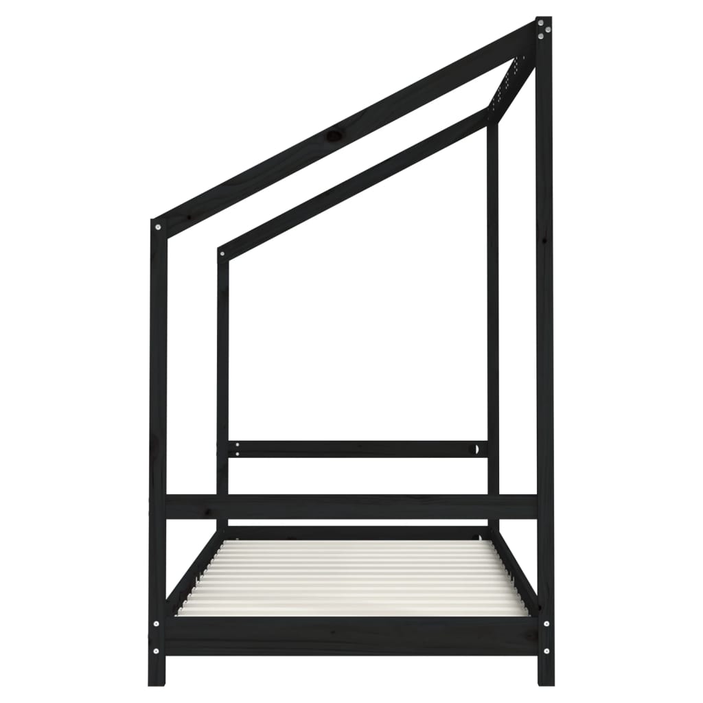 sengeramme til juniorseng 2(90x190) cm massivt fyrretræ sort