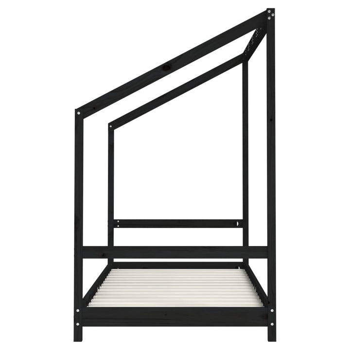 sengeramme til juniorseng 2(90x190) cm massivt fyrretræ sort