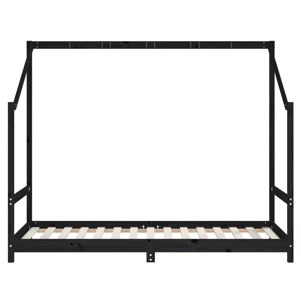 sengeramme til juniorseng 2(90x190) cm massivt fyrretræ sort