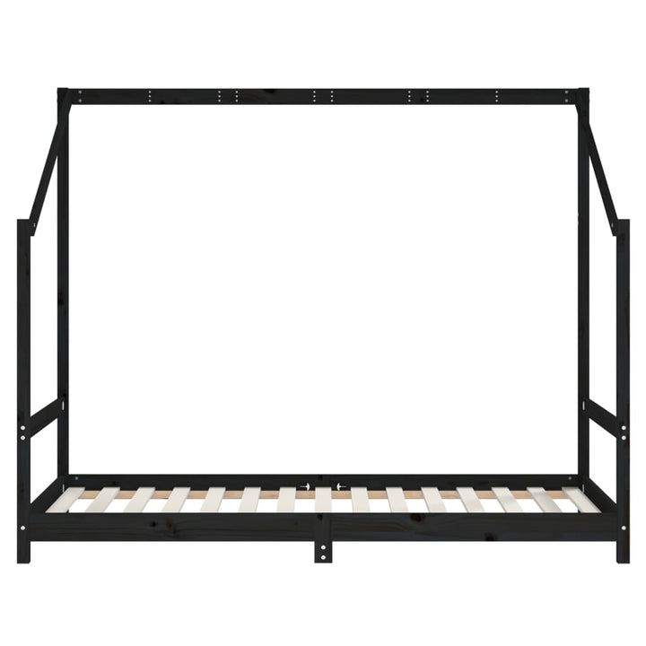 sengeramme til juniorseng 2(90x190) cm massivt fyrretræ sort