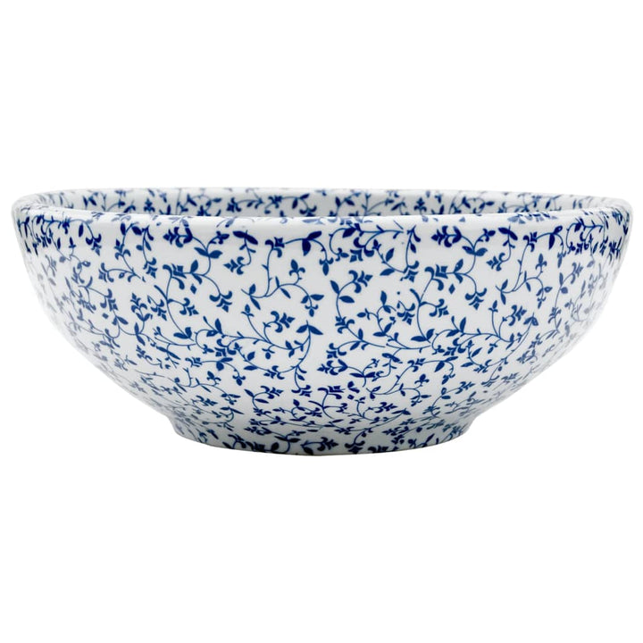 håndvask til bordplade Φ41x14 cm rund keramik hvid og blå