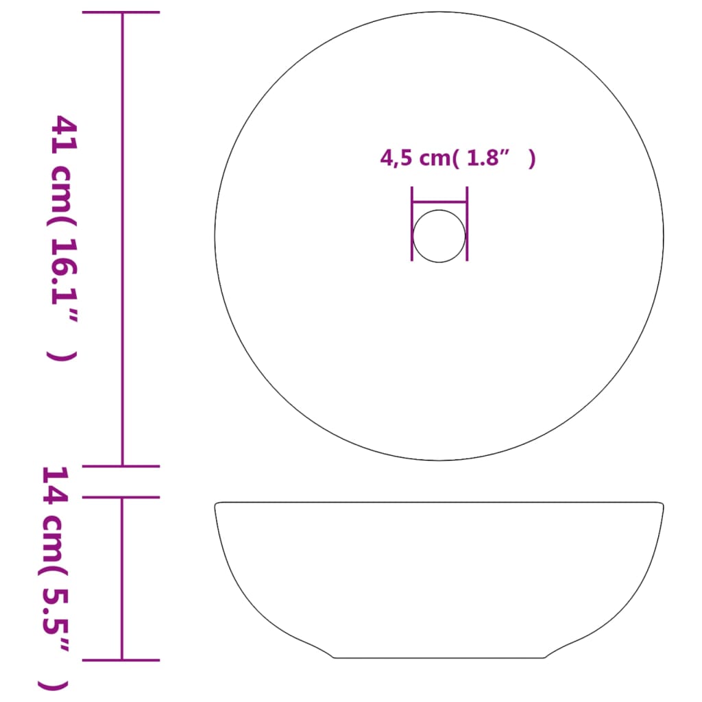 håndvask til bordplade Φ41x14 cm rund keramik flerfarvet