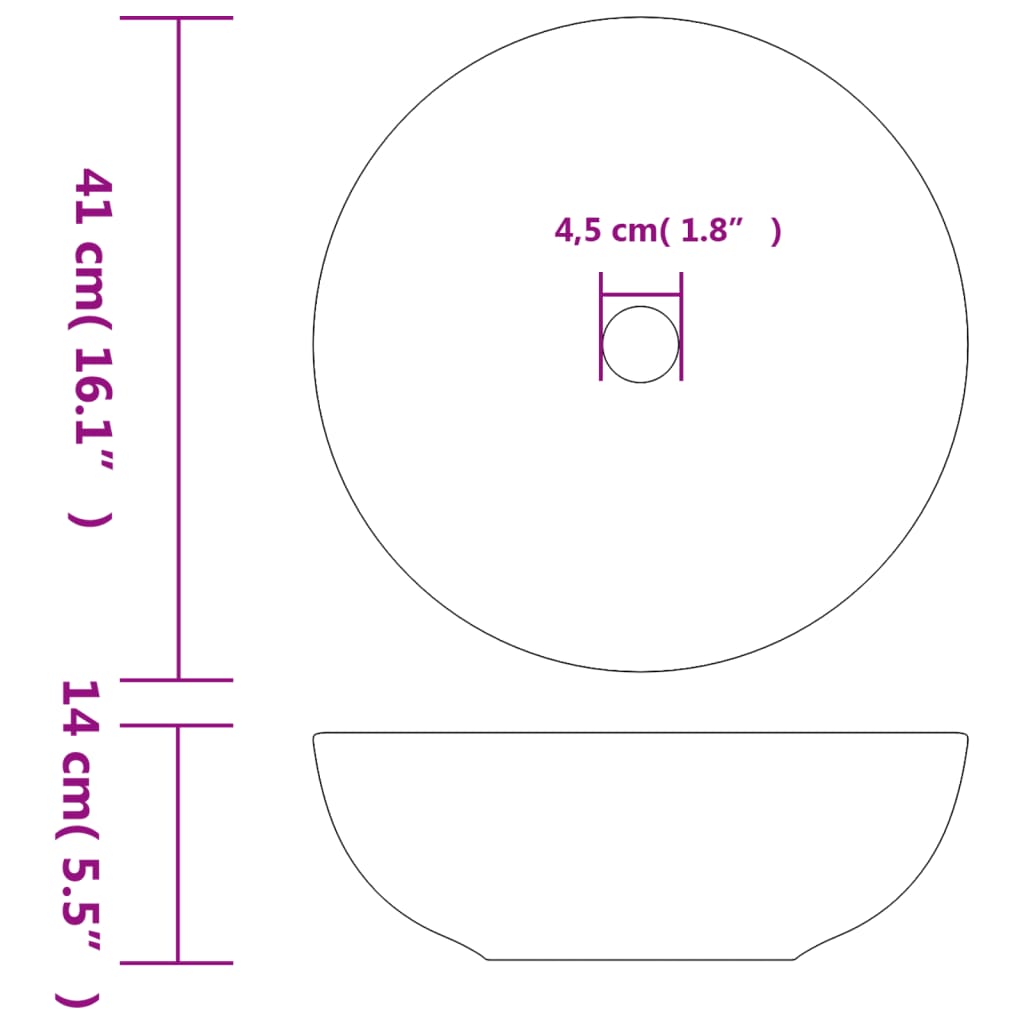 håndvask til bordplade Φ41x14 cm rund keramik flerfarvet