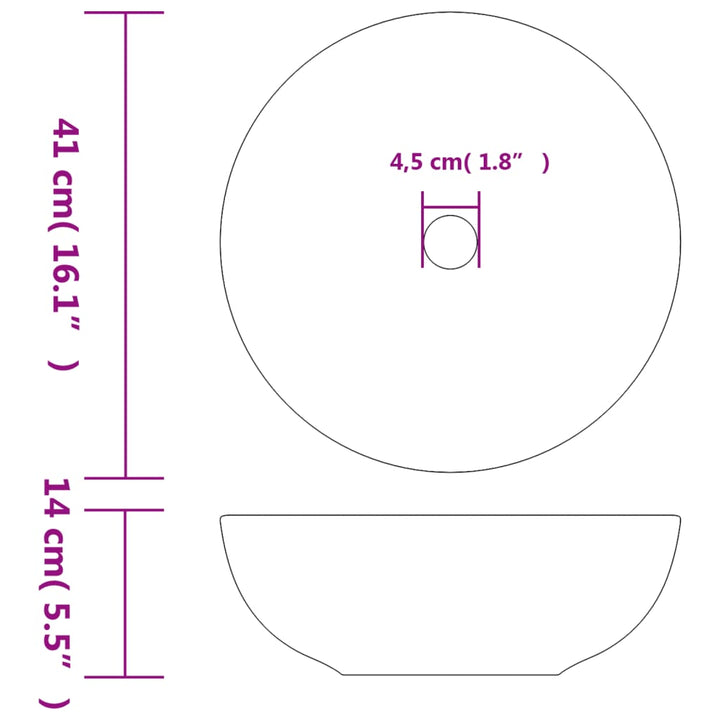 håndvask til bordplade Φ41x14 cm rund keramik sort
