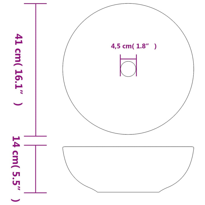 håndvask til bordplade Φ41x14 cm rund keramik grå