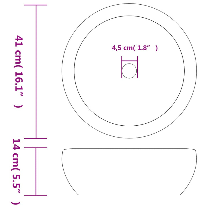 håndvask til bordplade Φ41x14 cm rund keramik grå