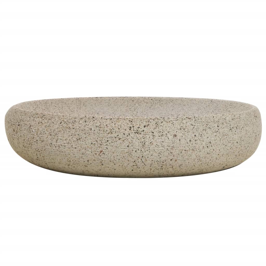 håndvask til bordplade 59x40x15 cm oval keramik sandfarvet