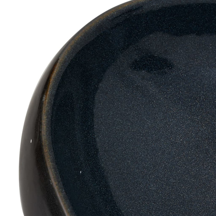 håndvask til bordplade 59x40x15 cm oval keramik sort og blå
