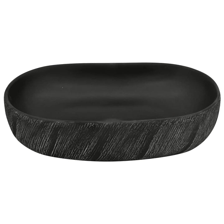 håndvask til bordplade 59x40x14 cm oval keramik sort