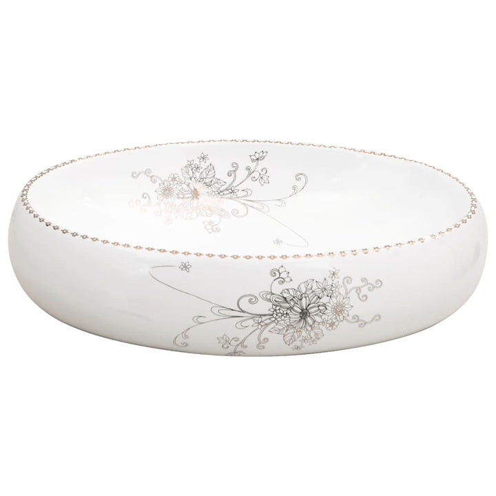 håndvask til bordplade 59x40x15 cm oval keramik hvid