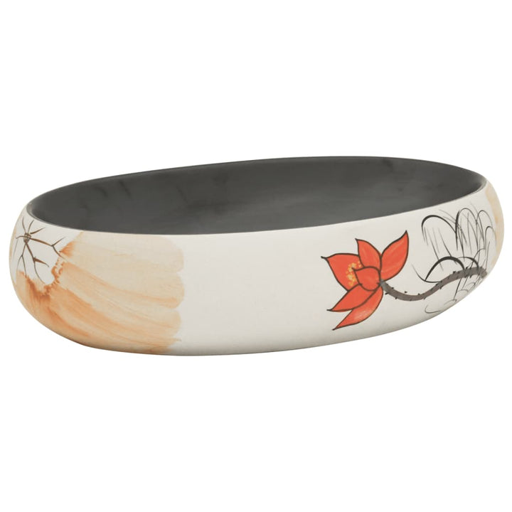 håndvask til bordplade 59x40x15 cm oval keramik flerfarvet