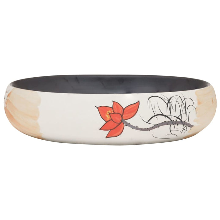 håndvask til bordplade 59x40x15 cm oval keramik flerfarvet