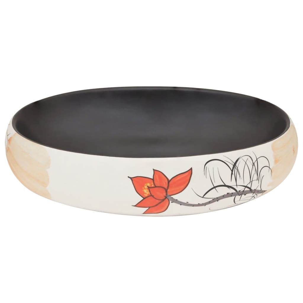 håndvask til bordplade 59x40x15 cm oval keramik flerfarvet