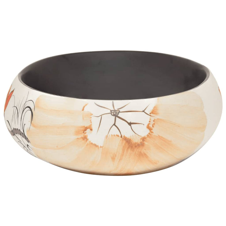 håndvask til bordplade 59x40x15 cm oval keramik flerfarvet