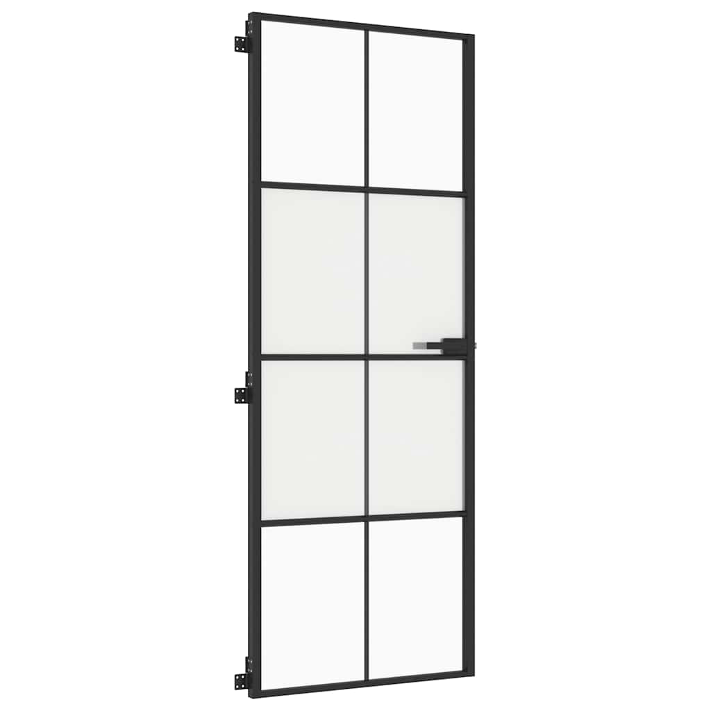 dør 76x201,5 cm hærdet glas og aluminium sort