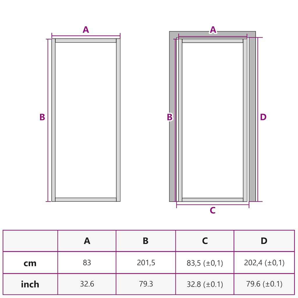dør 83x201,5 cm hærdet glas og aluminium sort