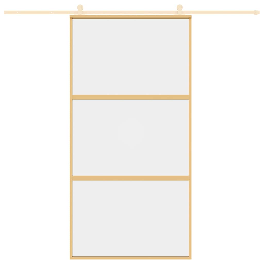 skydedør 102,5x205 cm klart sikkerhedsglas og aluminium gylden