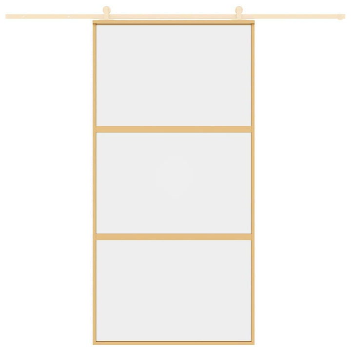 skydedør 102,5x205 cm klart sikkerhedsglas og aluminium gylden