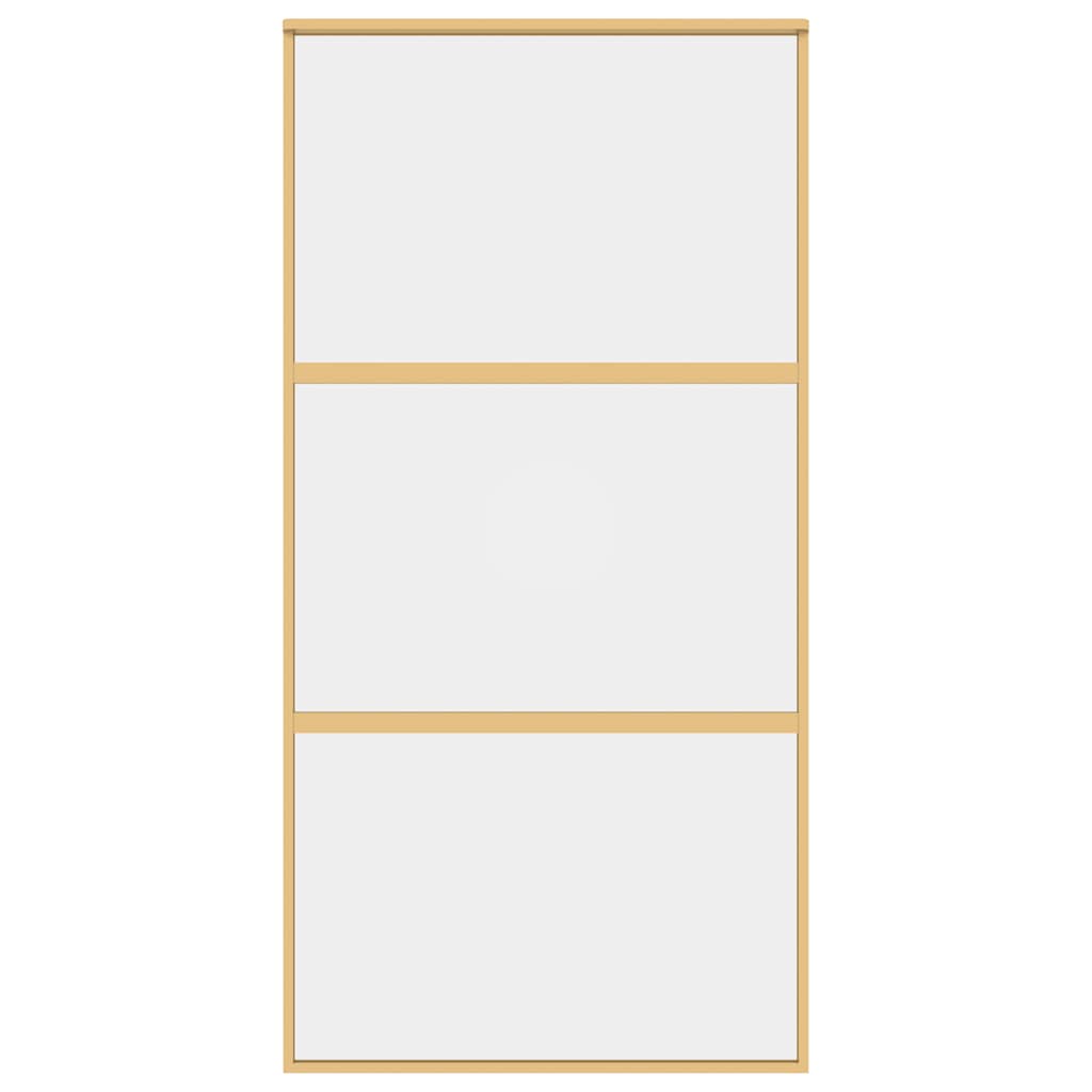 skydedør 102,5x205 cm klart sikkerhedsglas og aluminium gylden