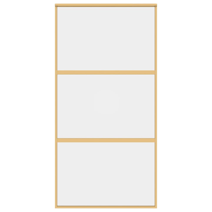 skydedør 102,5x205 cm klart sikkerhedsglas og aluminium gylden