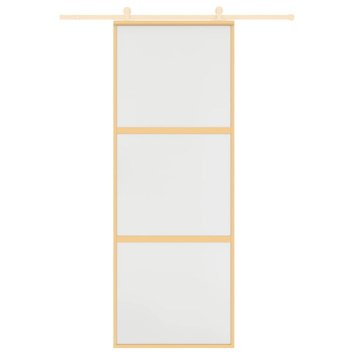 skydedør 76x205 cm matteret sikkerhedsglas og aluminium gylden